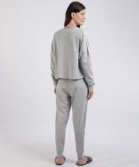 Pijama-de-Moletom-Feminino-com-Faixa-Lateral-Manga-Longa-Cinza-Mescla-9953272-Cinza_Mescla_2