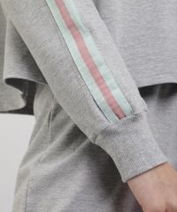 Pijama-de-Moletom-Feminino-com-Faixa-Lateral-Manga-Longa-Cinza-Mescla-9953272-Cinza_Mescla_4