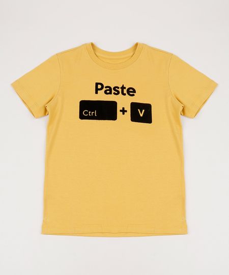 Camiseta-Infantil--Copy-Paste--Manga-Curta-Gola-Careca-Mostarda-9954891-Mostarda_1