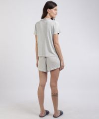 Pijama-Feminino-Camisa-com-Bolso-e-Vivo-Contrastante-Manga-Curta-Cinza-Mescla-Claro-9955963-Cinza_Mescla_Claro_2