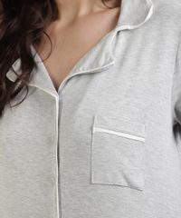Pijama-Feminino-Camisa-com-Bolso-e-Vivo-Contrastante-Manga-Curta-Cinza-Mescla-Claro-9955963-Cinza_Mescla_Claro_4