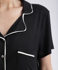 Pijama-Feminino-Camisa-com-Bolso-e-Vivo-Contrastante-Manga-Curta-Preto-9955963-Preto_4