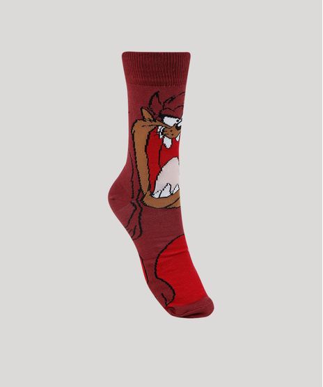 Meia-Masculina-Cano-Alto-Divertida-Taz-Estampado-Marrom-9944801-Marrom_1