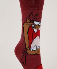 Meia-Masculina-Cano-Alto-Divertida-Taz-Estampado-Marrom-9944801-Marrom_6
