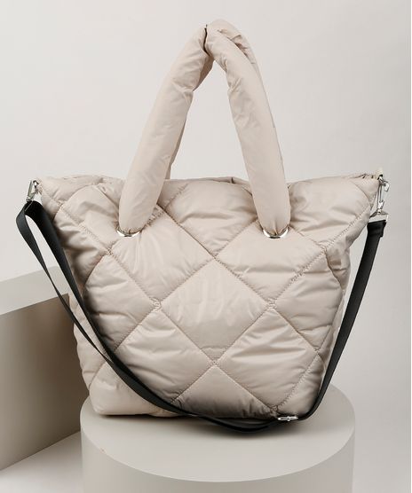 Bolsa-de-Ombro-Feminina-Shopper-em-Nylon-Grande-Puffer-Bege-Claro-9845466-Bege_Claro_1