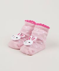 Meia-Infantil-Estampada-de-Poa-Cano-Medio-com-Patch-Coelhinha-Rosa-Claro-9954294-Rosa_Claro_1