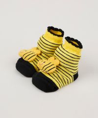 Meia-Infantil-Listrada-Cano-Medio-com-Patch-Abelhinha-Amarela-9954295-Amarelo_1