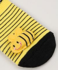 Meia-Infantil-Listrada-Cano-Medio-com-Patch-Abelhinha-Amarela-9954295-Amarelo_3