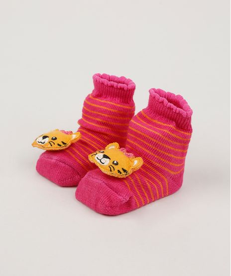 Meia-Infantil-Listrada-Cano-Medio-com-Patch-Tigre-Rosa-9954296-Rosa_1