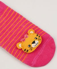 Meia-Infantil-Listrada-Cano-Medio-com-Patch-Tigre-Rosa-9954296-Rosa_3