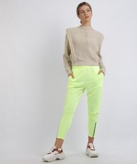 Calca-Feminina-Jogger-com-Bolsos-e-Zipper-Amarela-9957857-Amarelo_3