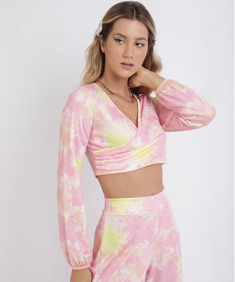 Top-Cropped-Feminino-Estampado-Tie-Dye-Decote-V-com-Transpasse-Manga-Longa-Rosa-Neon-9957896-Rosa_Neon_1