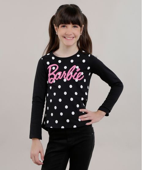 Blusa-Barbie-com-Estampa-de-Poa-Preta-8725422-Preto_1