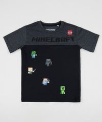 Camiseta-Infantil-Minecraft-Manga-Curta-Gola-Careca-Cinza-Mescla-Escuro-9944175-Cinza_Mescla_Escuro_1