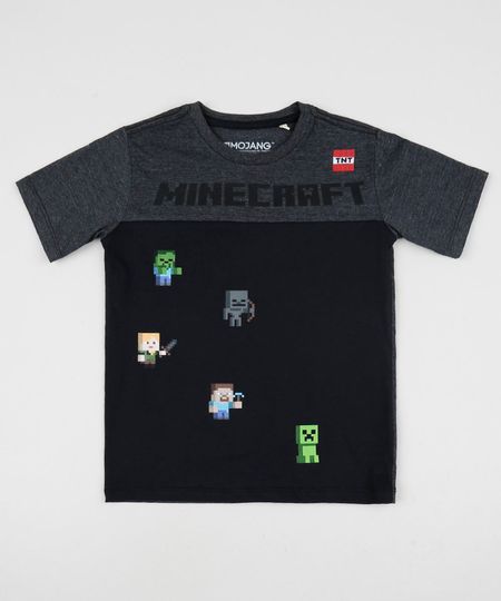 Camiseta-Infantil-Minecraft-Manga-Curta-Gola-Careca-Cinza-Mescla-Escuro-9944175-Cinza_Mescla_Escuro_1 Camiseta-Infantil-Minecraft-Manga-Curta-Gola-Careca-Cinza-Mescla-Escuro-9944175-Cinza_Mescla_Escuro_1