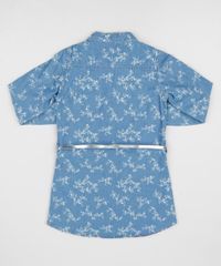 Chemise-Jeans-Infantil-Estampada-Floral-Manga-Longa-com-Cinto-Azul-Claro-9944455-Azul_Claro_2