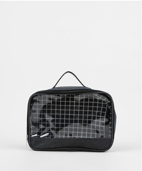 Necessaire-de-Viagem-Estampada-Quadriculado-Cinza-Mescla-Escuro-9901240-Cinza_Mescla_Escuro_1
