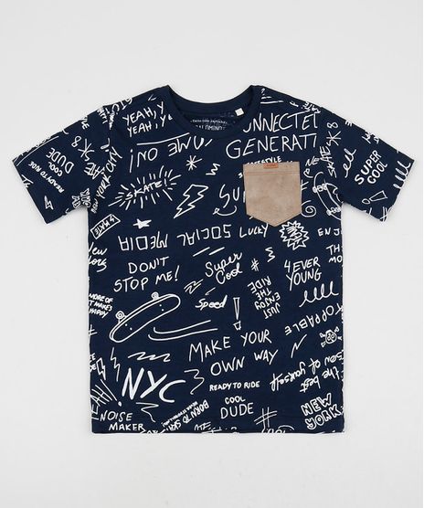 Camiseta-Infantil-Estampada-e-com-Bolso-em-Suede-Manga-Curta-Gola-Careca-Azul-Marinho-9945158-Azul_Marinho_1