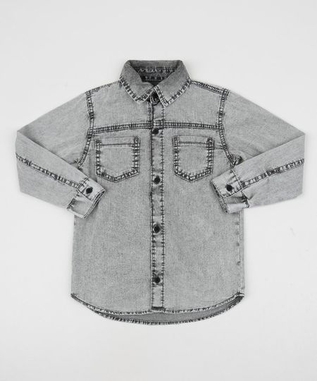 Camisa-Jeans-Infantil-com-Bolsos-Preta-9947437-Preto_1