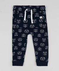Calca-de-Moletom-Infantil-Estampada-de-Ursinhos-com-Bolso-Canguru-Azul-Marinho-9951489-Azul_Marinho_1