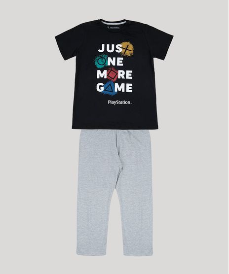 Pijama-Juvenil-Playstation-Manga-Curta-Preto-9955513-Preto_1