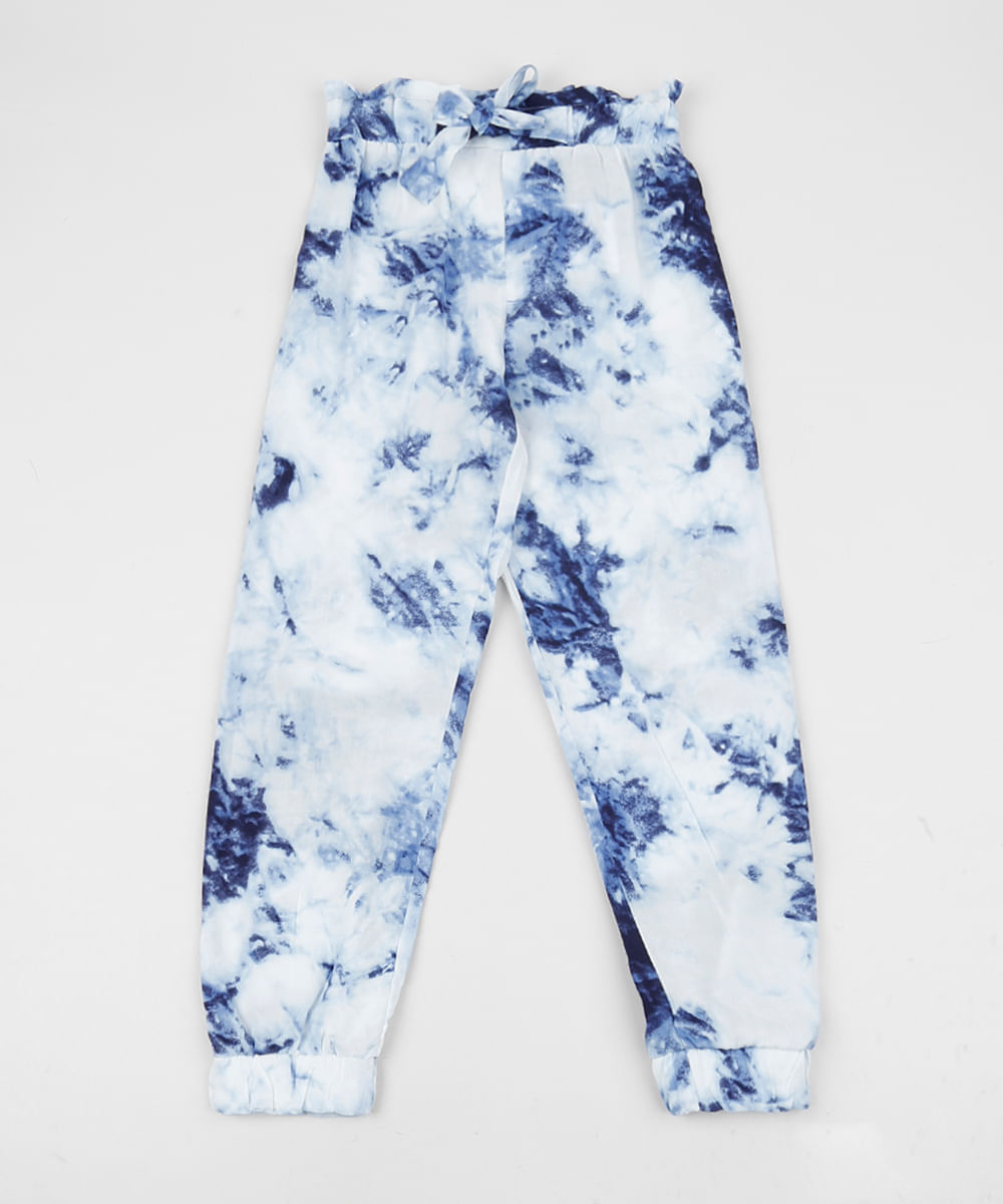 Calça Infantil Clochard Estampada Tie Dye Azul