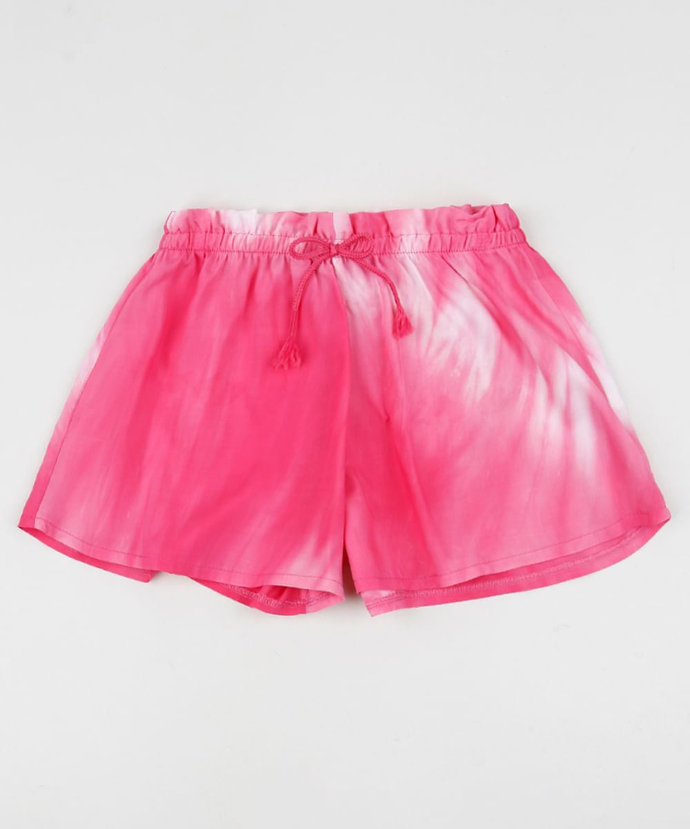 Short Infantil Estampado Tie Dye Rosa