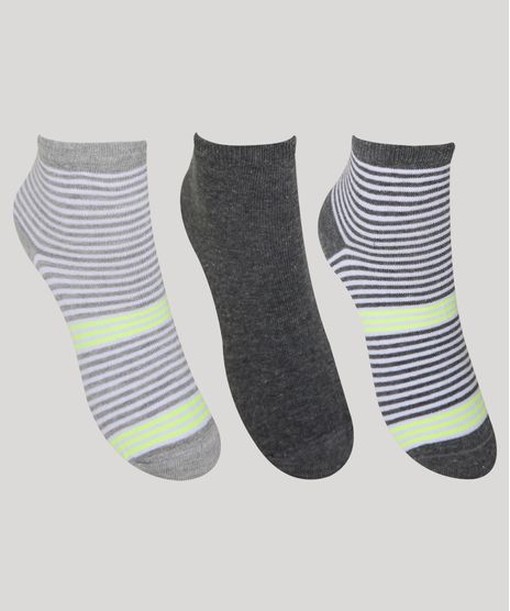 Kit-de-3-de-Meias-Femininas-Listrada-Cano-Medio-Multicor-9957631-Multicor_1