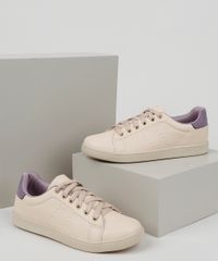 Tenis-Feminino-Oneself-com-Recorte-Roxo-Bege-9954082-Bege_1