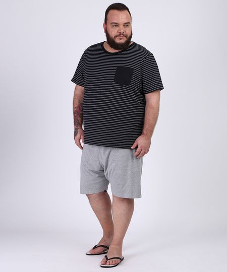 Pijama-Masculino-Plus-Size-Camiseta-Estampada-Listrada-Manga-Curta-Gola-Careca-Preto-9954419-Preto_1 Pijama-Masculino-Plus-Size-Camiseta-Estampada-Listrada-Manga-Curta-Gola-Careca-Preto-9954419-Preto_1