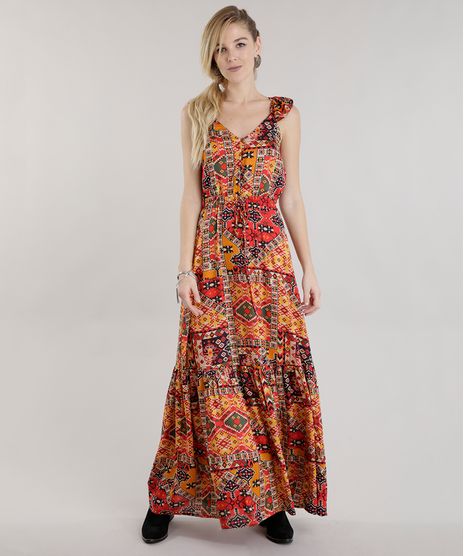 Vestido-Longo-Estampado-Etnico-Amarelo-Escuro-8611180-Amarelo_Escuro_1
