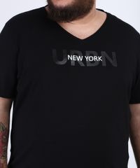 Camiseta-Masculina-Plus-Size--New-York--Manga-Curta-Gola-V-Preta-9956877-Preto_4