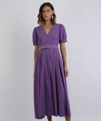 Vestido-Feminino-Mindset-Midi-com-Botoes-e-Cinto-Manga-Bufante-Roxo-9950115-Roxo_1