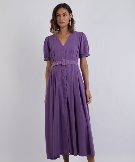 Vestido-Feminino-Mindset-Midi-com-Botoes-e-Cinto-Manga-Bufante-Roxo-9950115-Roxo_1