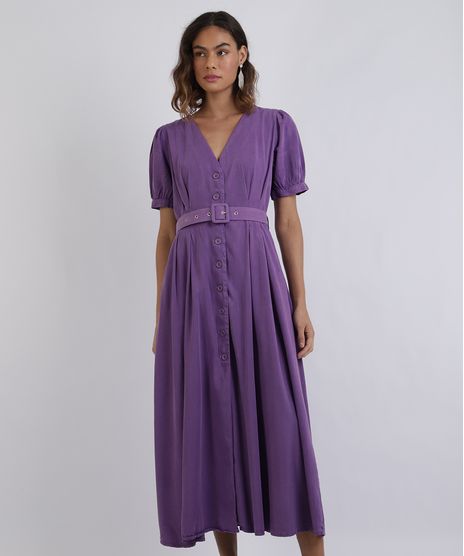 Vestido-Feminino-Mindset-Midi-com-Botoes-e-Cinto-Manga-Bufante-Roxo-9950115-Roxo_1