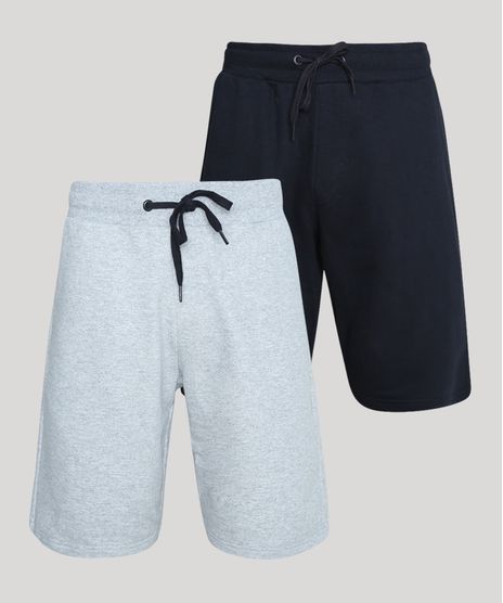Kit-de-2-Bermudas-Masculinas-em-Moletom-Relaxed-com-Bolso-Multicor-9952234-Multicor_1