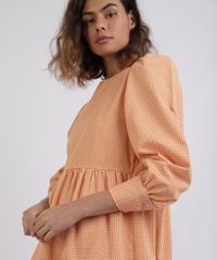Vestido-Feminino-Mindset-Midi-Estampado-Xadrez-Com-Babado-Manga-Longa-Laranja-9958201-Laranja_4