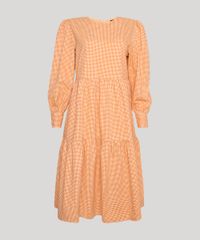 Vestido-Feminino-Mindset-Midi-Estampado-Xadrez-Com-Babado-Manga-Longa-Laranja-9958201-Laranja_5