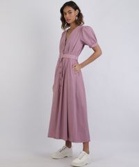 Vestido-Feminino-Mindset-Midi-com-Botoes-e-Cinto-Manga-Bufante-Rose-9950108-Rose_3