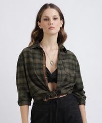 Camisa-Unissex-Estampada-Xadrez-em-Flanela-com-Bolso-Manga-Longa-Verde-9809541-Verde_2