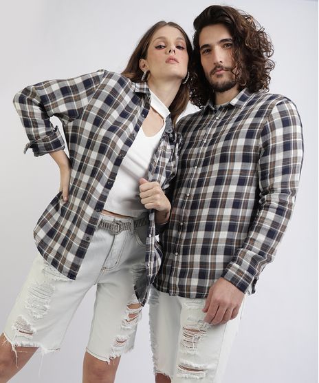 Camisa-Unissex-Estampada-Xadrez-Manga-Longa-Azul-Marinho-9809548-Azul_Marinho_1
