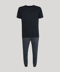 Kit-Masculino-de-Camiseta-Manga-Curta-Gola-Careca---Calca-de-Moletom-Multicor-9951938-Multicor_1