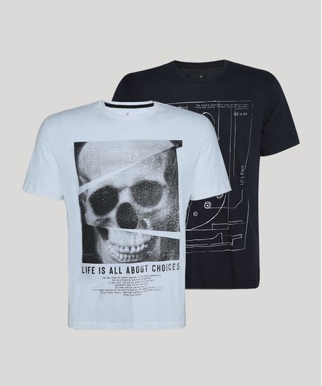 Kit-de-2-Camisetas-Masculinas-Guitarra-e-Caveira-Manga-Curta-Gola-Careca-Multicor-9952011-Multicor_1