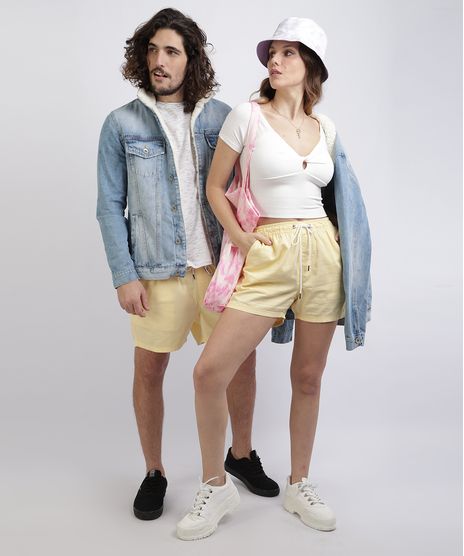 Bermuda-de-Unissex-Masculina-Relax-com-Bolsos--Amarelo-Claro-9952811-Amarelo_Claro_1