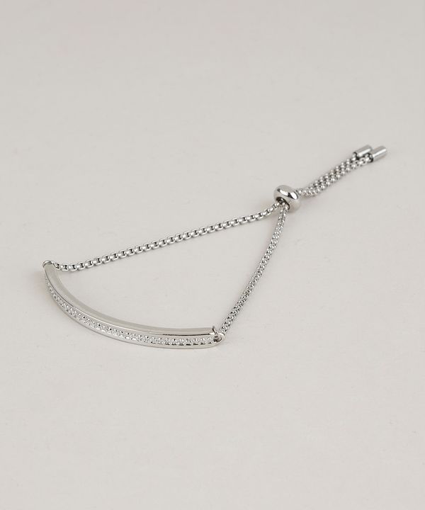 Pulseira Feminina com Strass Prateada Único