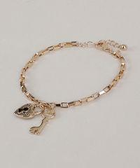 Pulseira-Feminina-com-Cadeado-e-Coracao-Dourada-9937576-Dourado_1