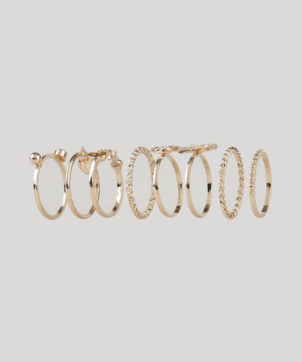 Kit de 8 Anéis Femininos Dourado P