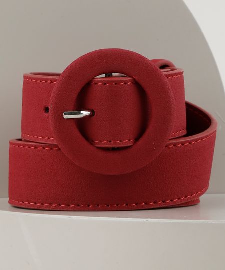 Cinto-Feminino-com-Fivela-Redonda-Vermelho-Escuro-9255445-Vermelho_Escuro_1