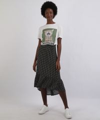 Saia-Feminina-Midi-Estampada-de-Poa-com-Babado-Preta-9952434-Preto_3