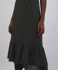 Saia-Feminina-Midi-Estampada-de-Poa-com-Babado-Preta-9952434-Preto_4